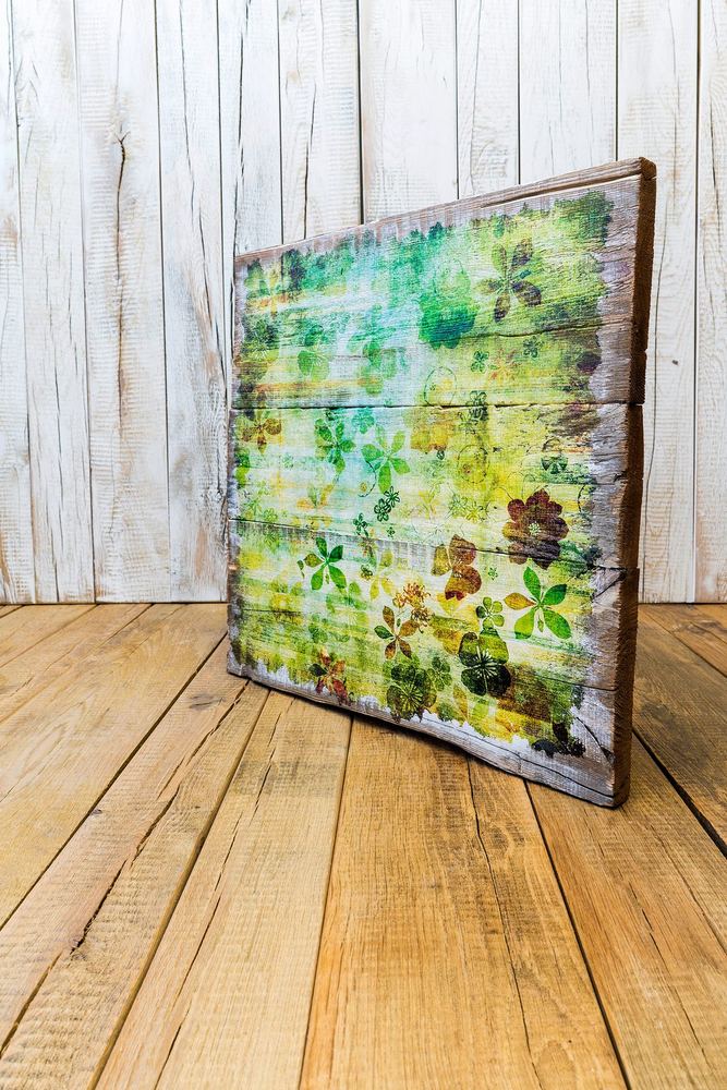 Holzbild auf vorgeweißter Europalette im Shabby Chic