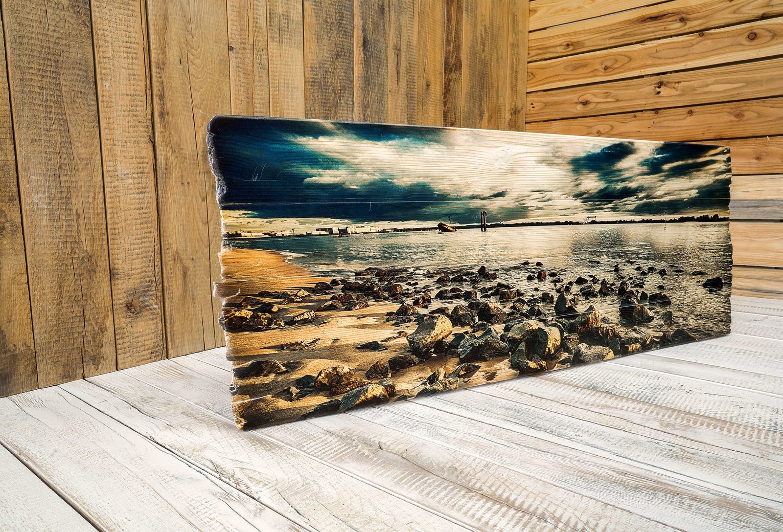 Fotodruck auf Holzlatten Fichte Weiß vollflächig