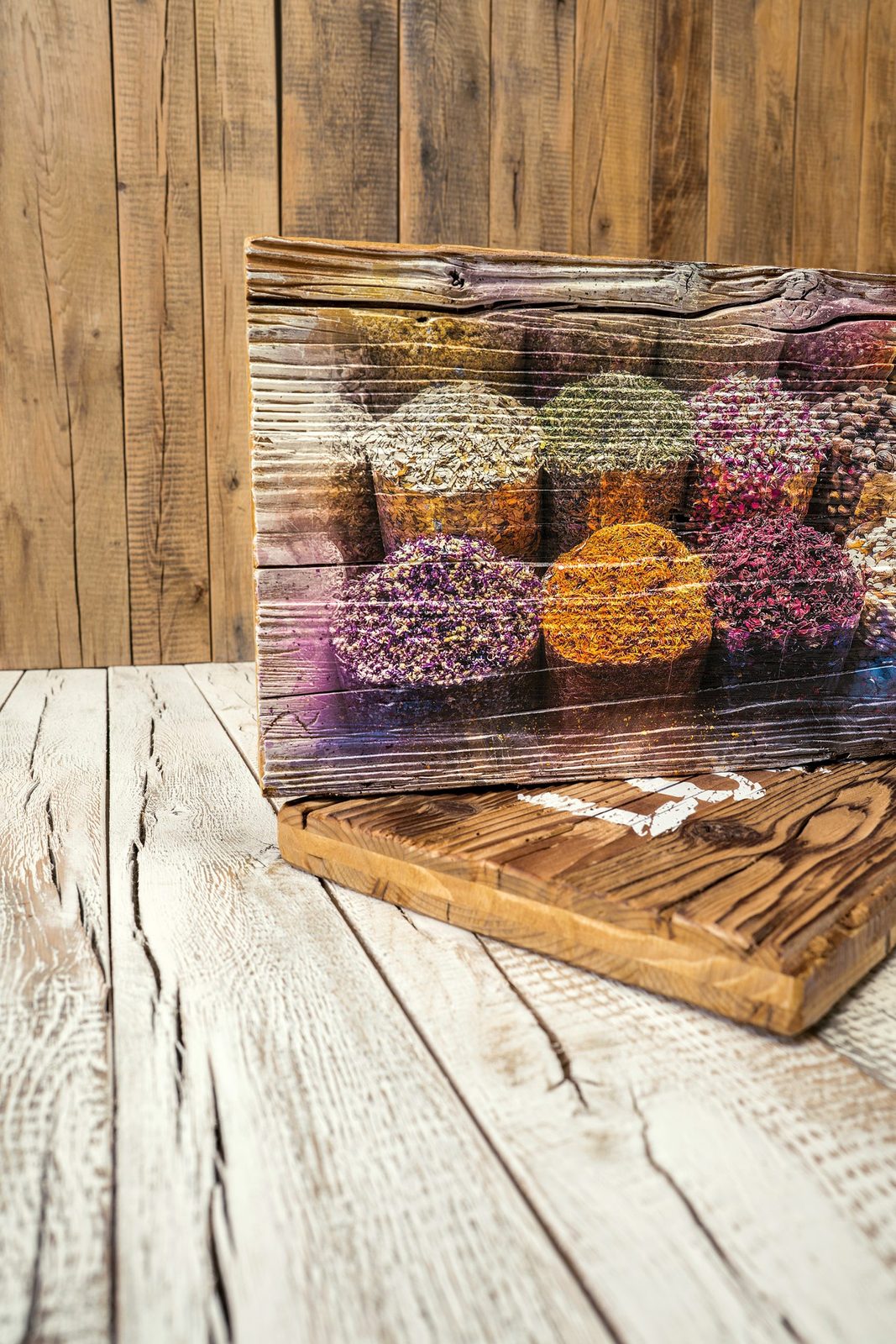 Holzdruck: Almhütten Altholz aus Österreich Weiß mit Vintage Look
