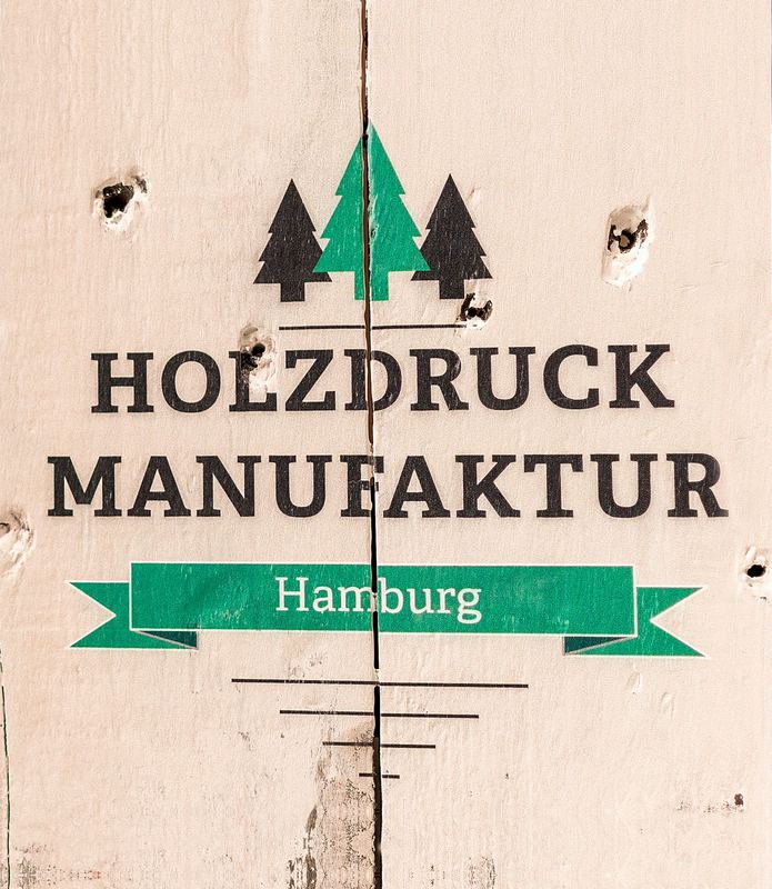 Logo Holzdruck Manufaktur Hamburg Druck auf Europalette Vintage Look