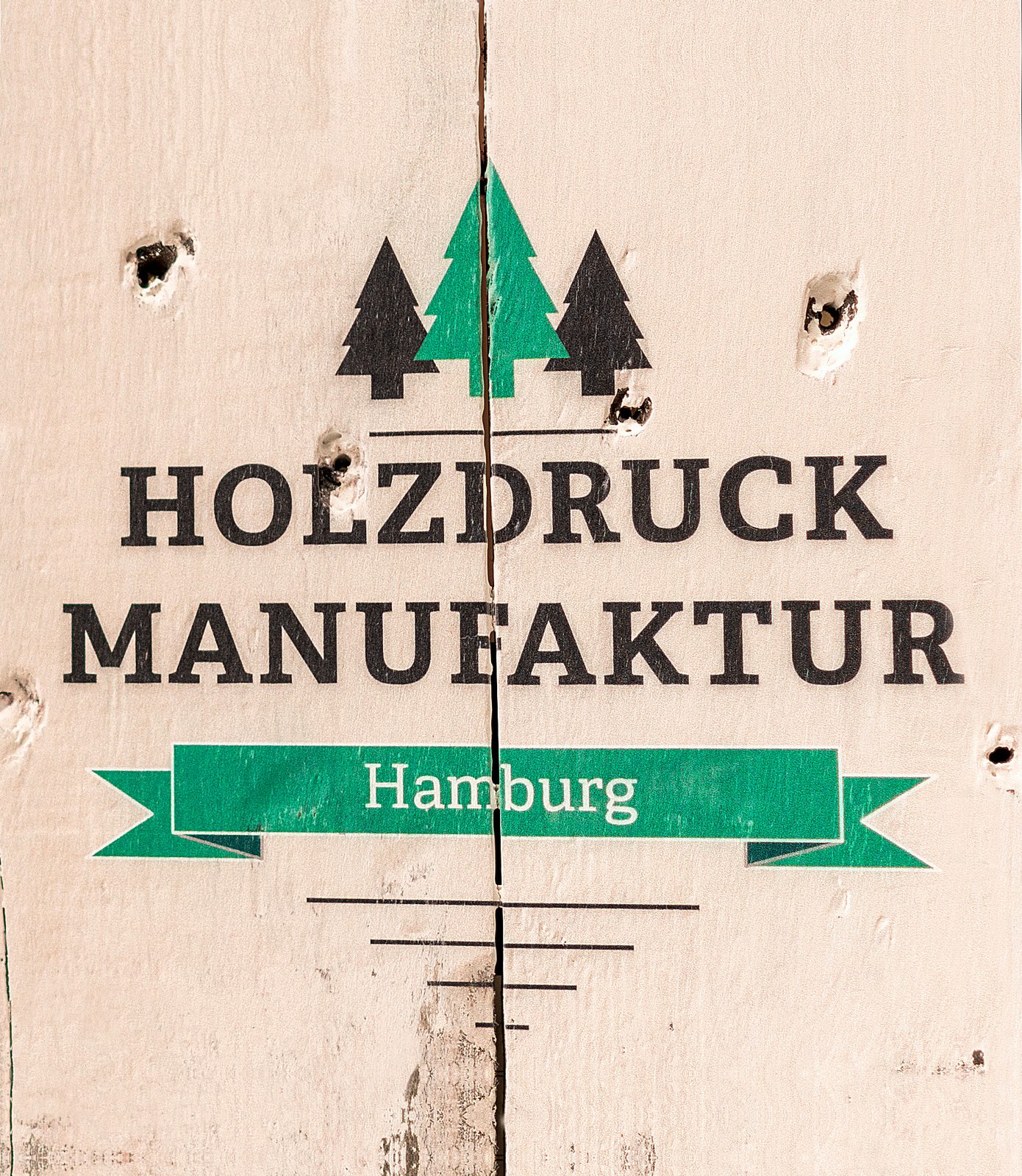 Logo Holzdruck Manufaktur Hamburg Druck auf Europalette Vintage Look
