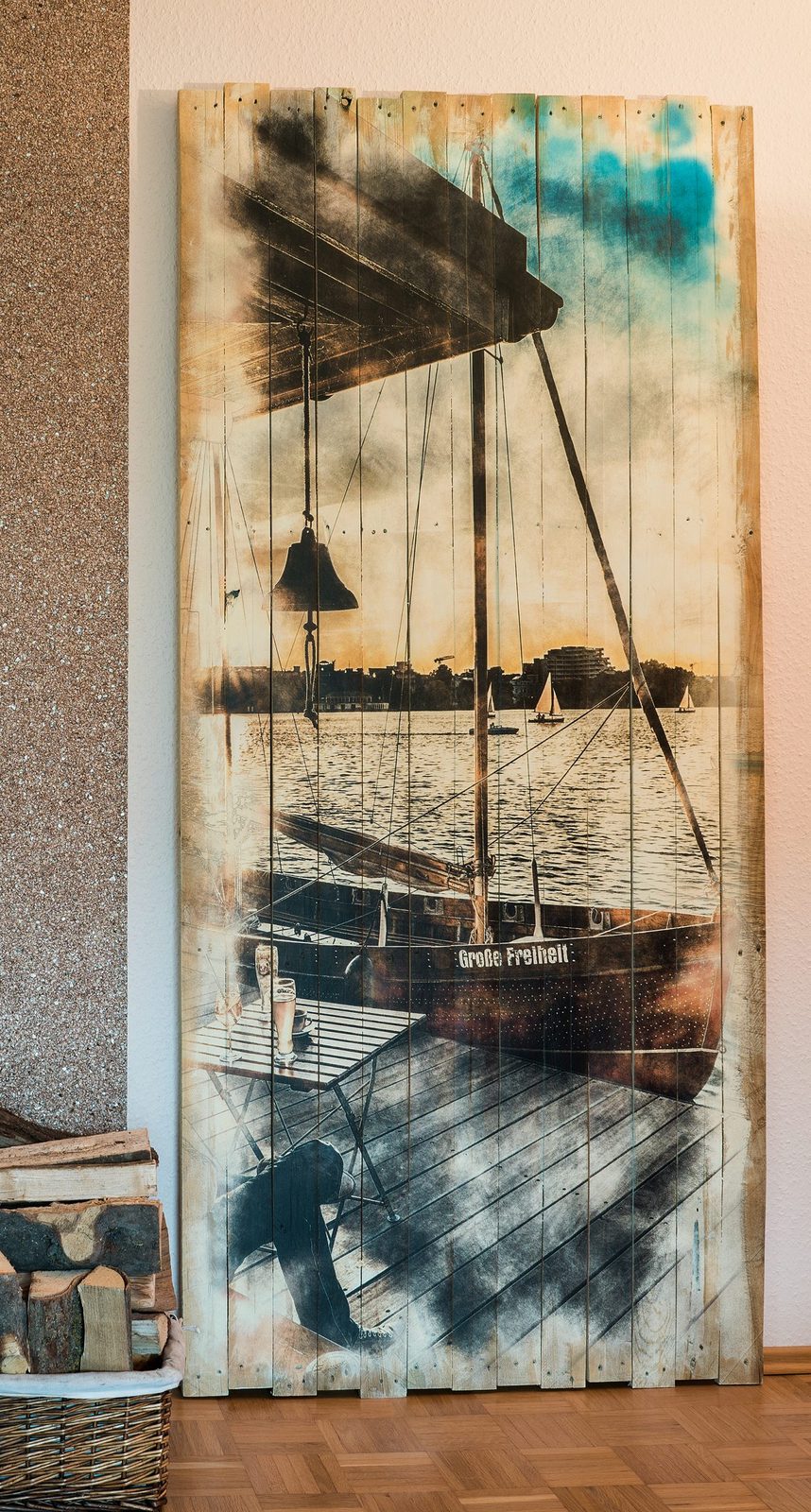 XXL Wandbild Latten Einwegpalette Holzdruck