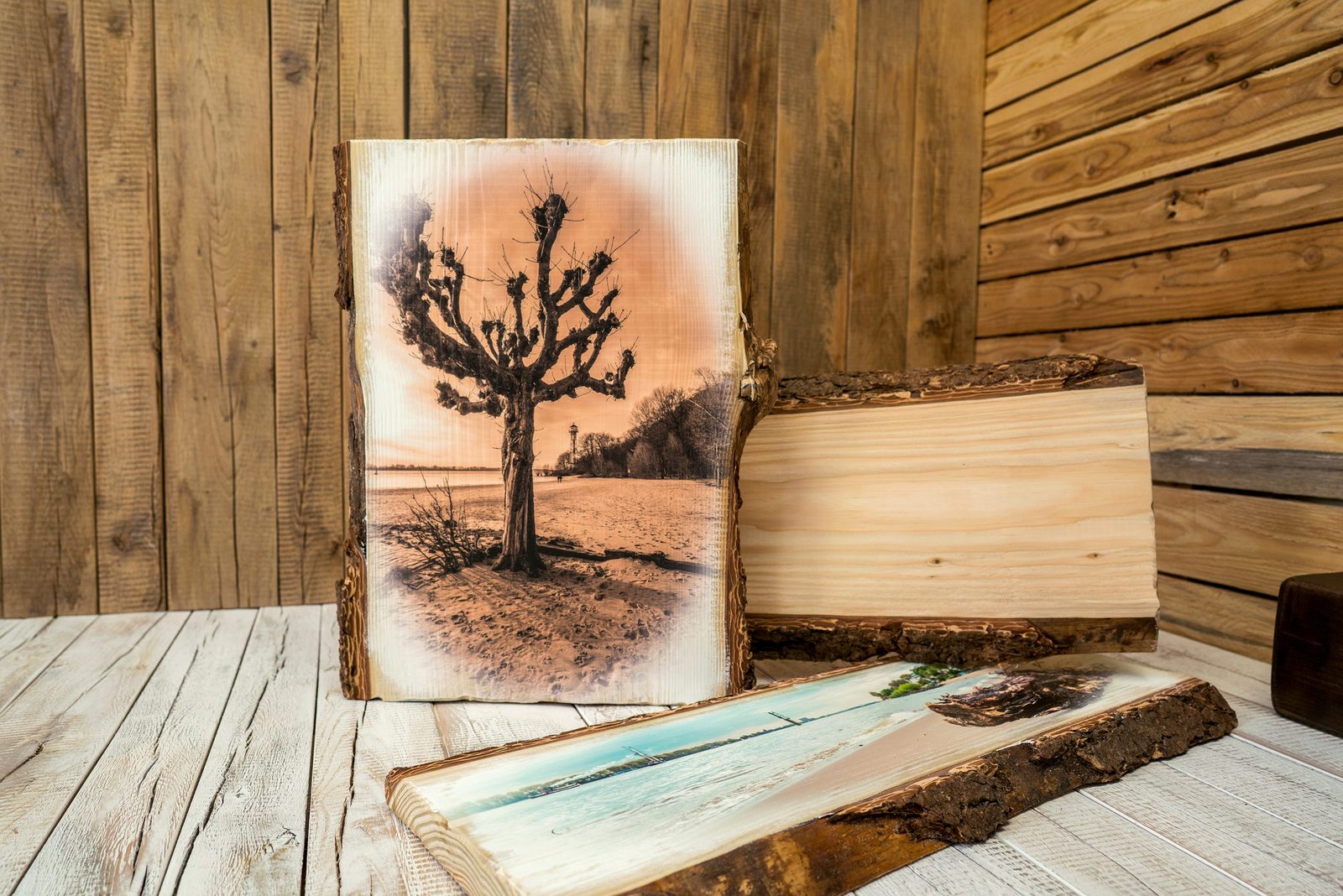 Holzdruck auf Eichenbohlen